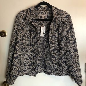 NWT Chico’s printed denim jacket